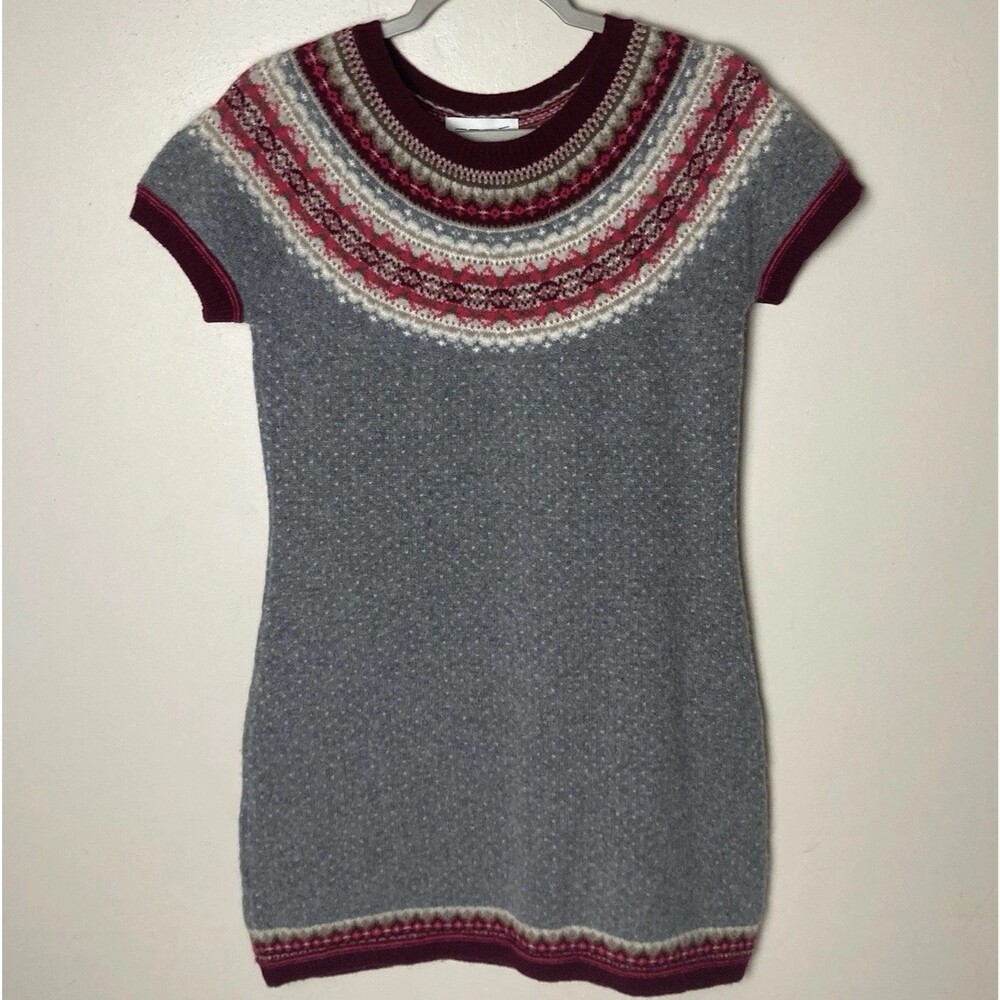 ERIBE Scotland Fair Isle Wool Knit Mini Jumper Sweater Dress Women’s Small